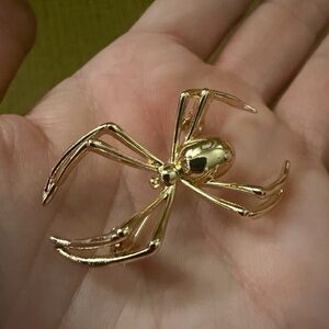 Elegant Gold Spider Brooch